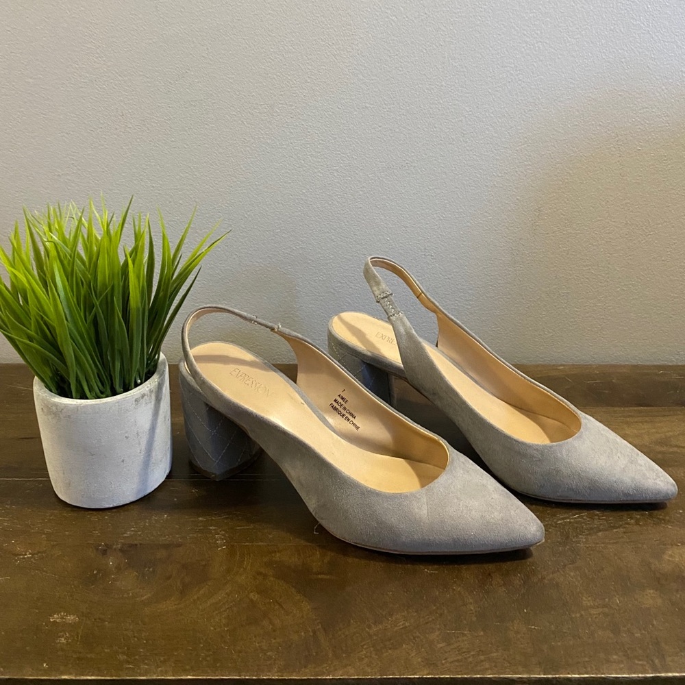 Grey Expressions Kitten Heel Shoe